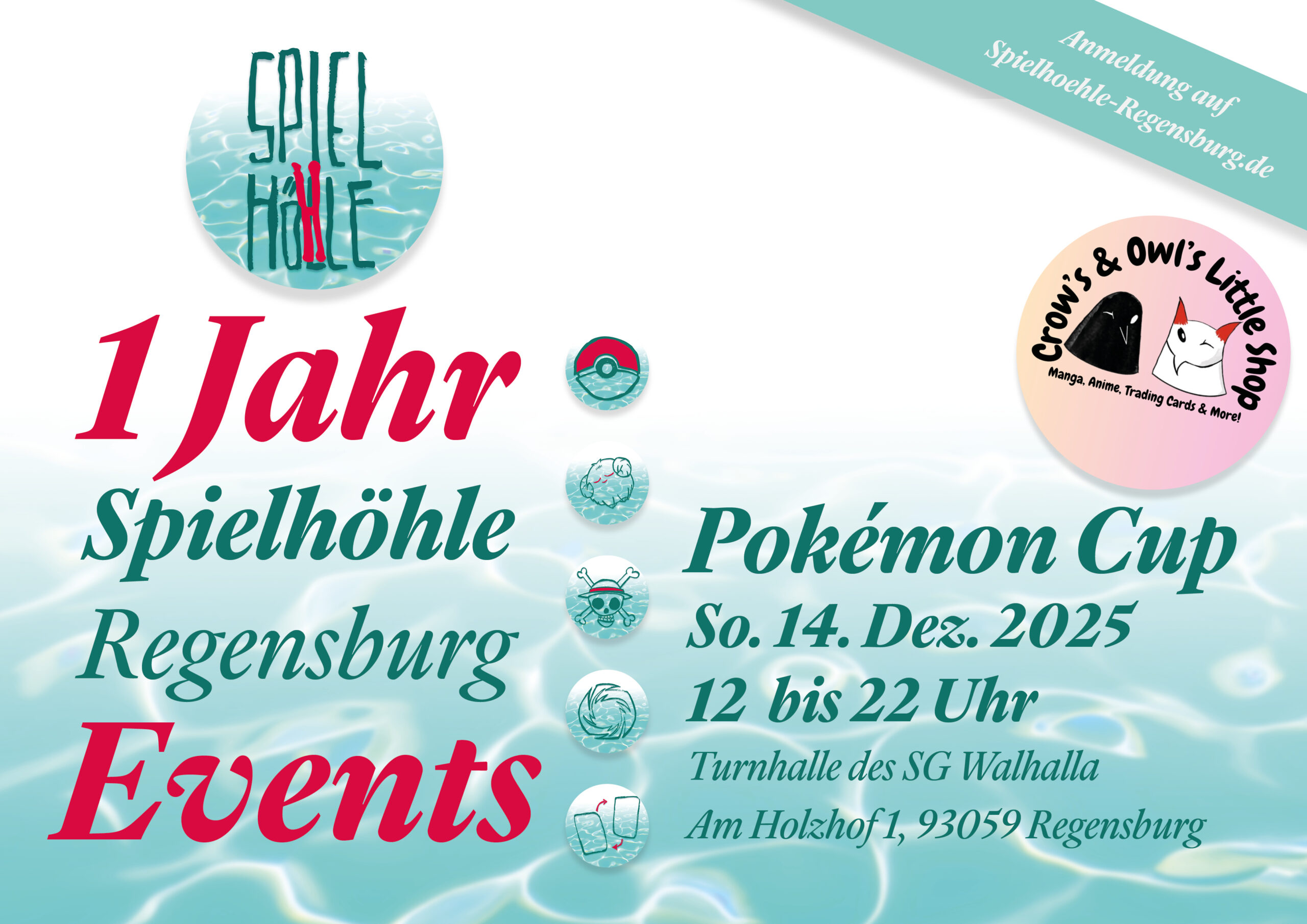 Flyer Pokemon Cup 14.12.2025 - 1 jähriges Jubiläum Spielhöhle Regensburg